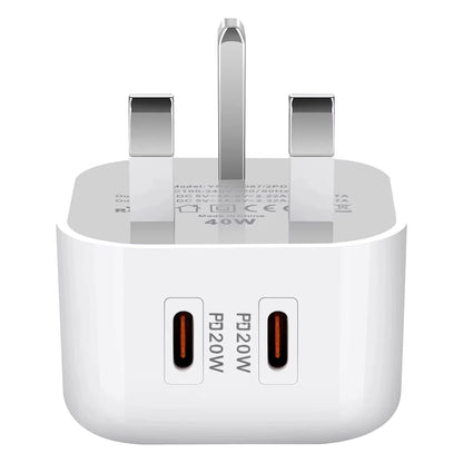 40W Dual USB C Type C PD Wall Charger Fast Quick Charging Power Adapters for Ipad 2 3 4 Iphone 11 12 13 14 15 Xiaomi Huawei