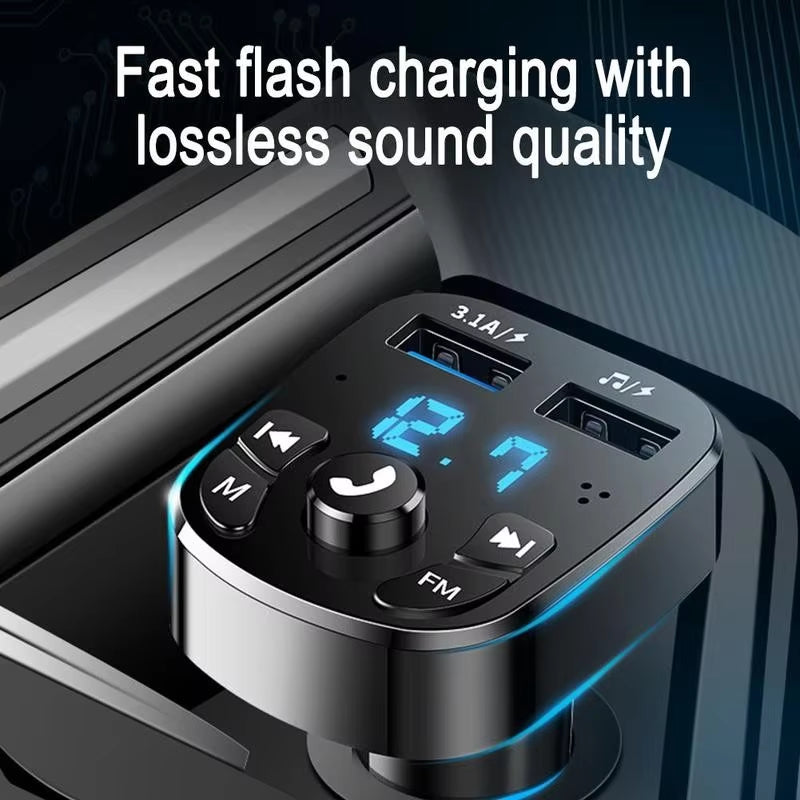 Car Bluetooth 5.0 Music Player FM Transmitter Dual USB Port Car Charger MP3 Receiver 3.1A Fast Charger Audio Recciever