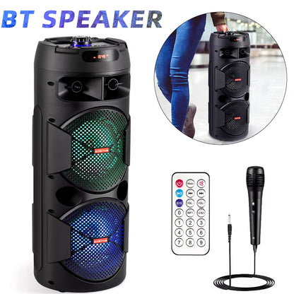 4000W LED Party Party Speaker 6.5 Inch Subwoofer Outdoor Portable FM Bluetooth Speakers with Wired Microphone Column Bass Sound