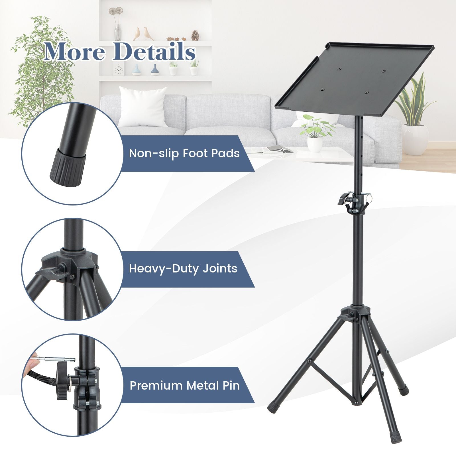 Portable Projector Stand Tripod with Adjustable Height and Tilt