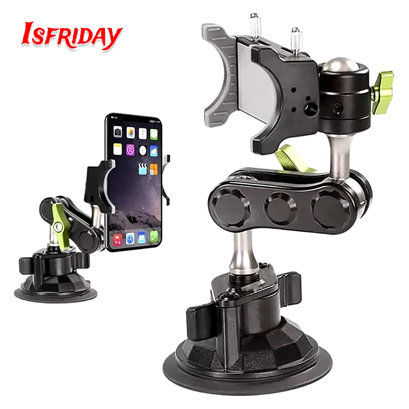 Universal Metal Phone Clamp Holder in Car Ball Head Bracket Suction Cup Mount 360 Rotate Stand for Iphone Samsung Xiaomi Clip