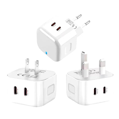 40W Dual USB C Type C PD Wall Charger Fast Quick Charging Power Adapters for Ipad 2 3 4 Iphone 11 12 13 14 15 Xiaomi Huawei