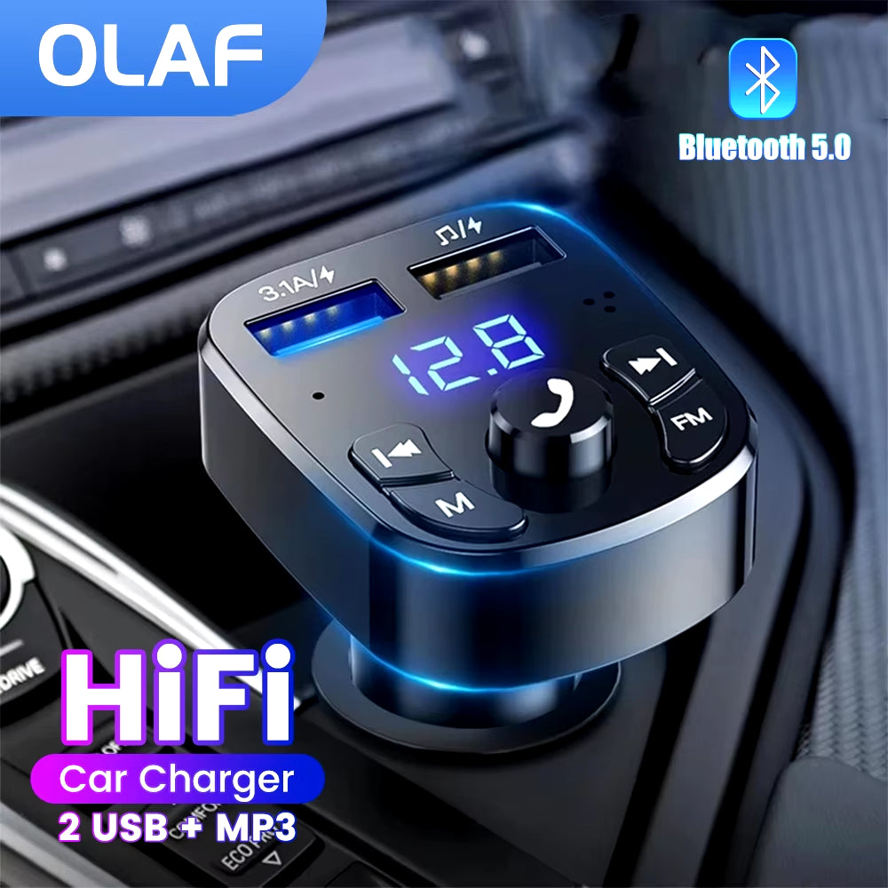 Car Bluetooth 5.0 Music Player FM Transmitter Dual USB Port Car Charger MP3 Receiver 3.1A Fast Charger Audio Recciever