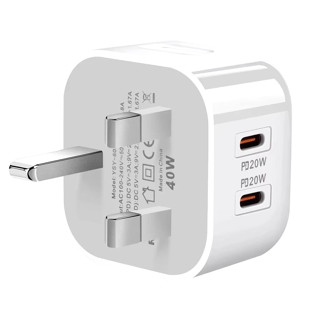 40W Dual USB C Type C PD Wall Charger Fast Quick Charging Power Adapters for Ipad 2 3 4 Iphone 11 12 13 14 15 Xiaomi Huawei