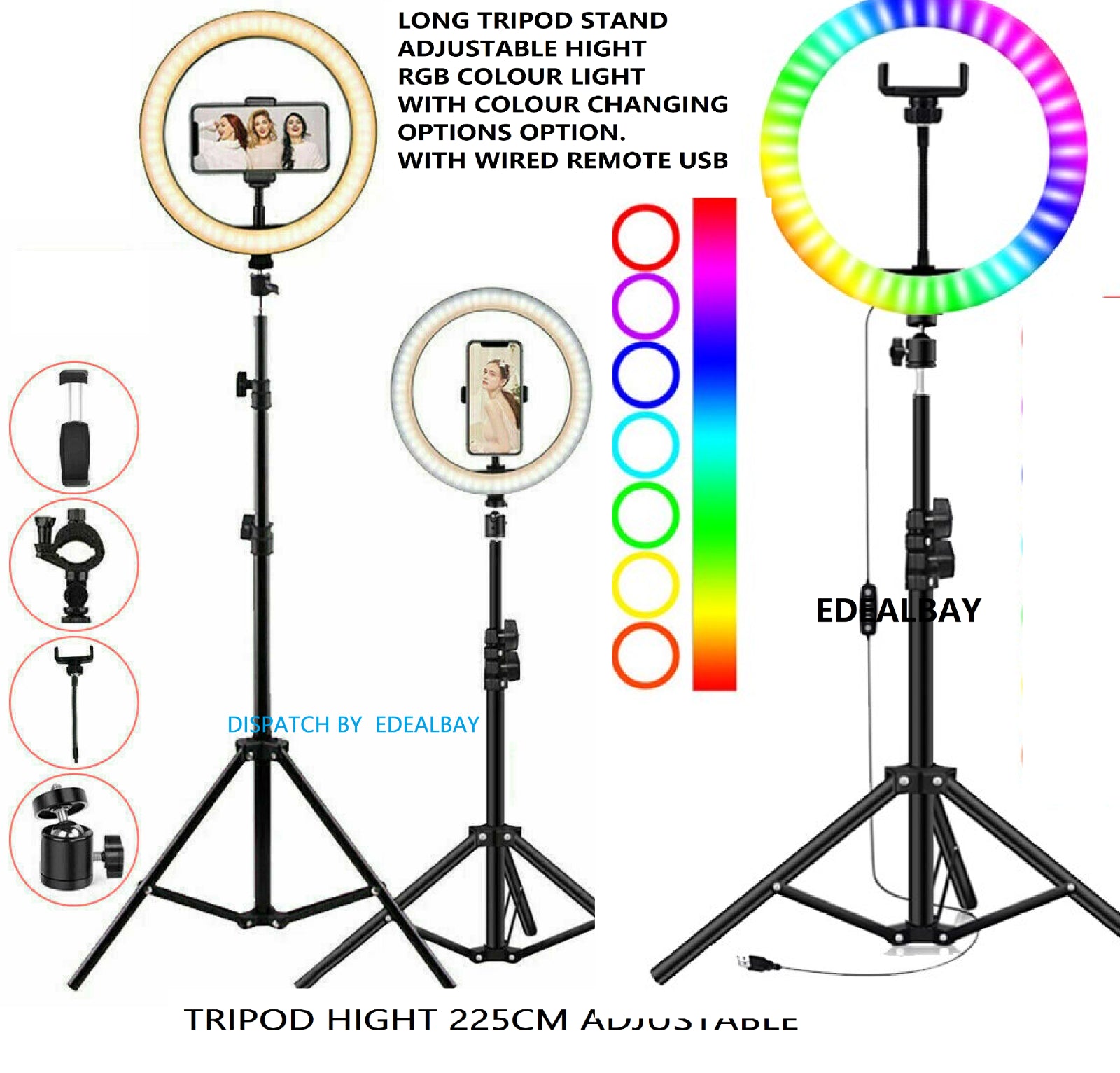 10" 12" RGB Ring Light with Stand for Youtube Tiktok Makeup Video Phone Selfie