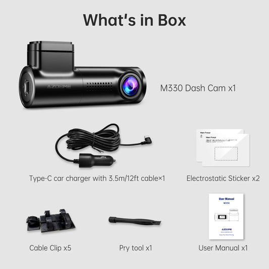 M330 Car DVR 1296P Dash Cam Smart Voice Control Wifi Free APP G-Sensor Emergency Record Parking Monitor Loop Recording