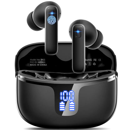 Wireless Earbuds with Bluetooth 5.3, In-Ear Headphones Featuring 4 ENC Mics and 40 Hours of Playtime, LED Display Included.