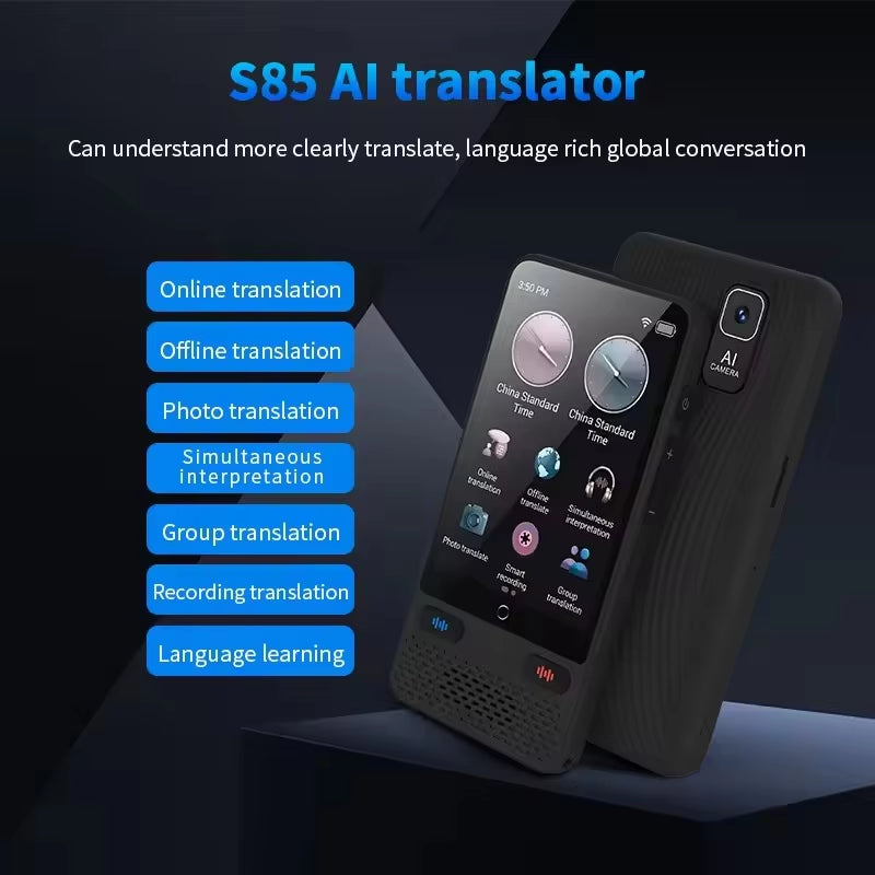 Portable S85 Translator Device Big Screen 138 Languages Voice Tradutor Intelligent Real-Time Translating Offline Translation