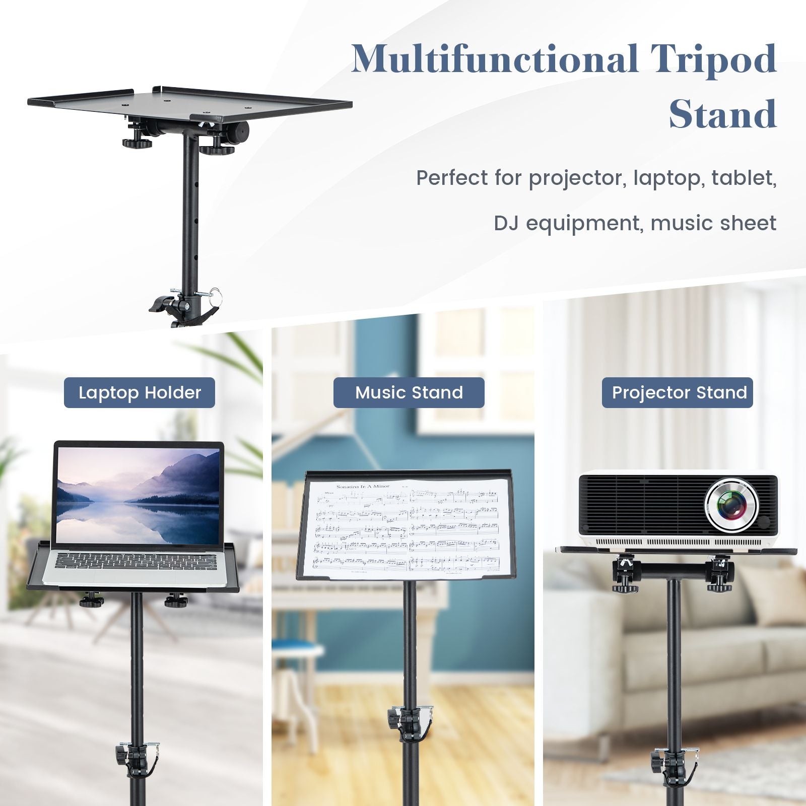 Portable Projector Stand Tripod with Adjustable Height and Tilt