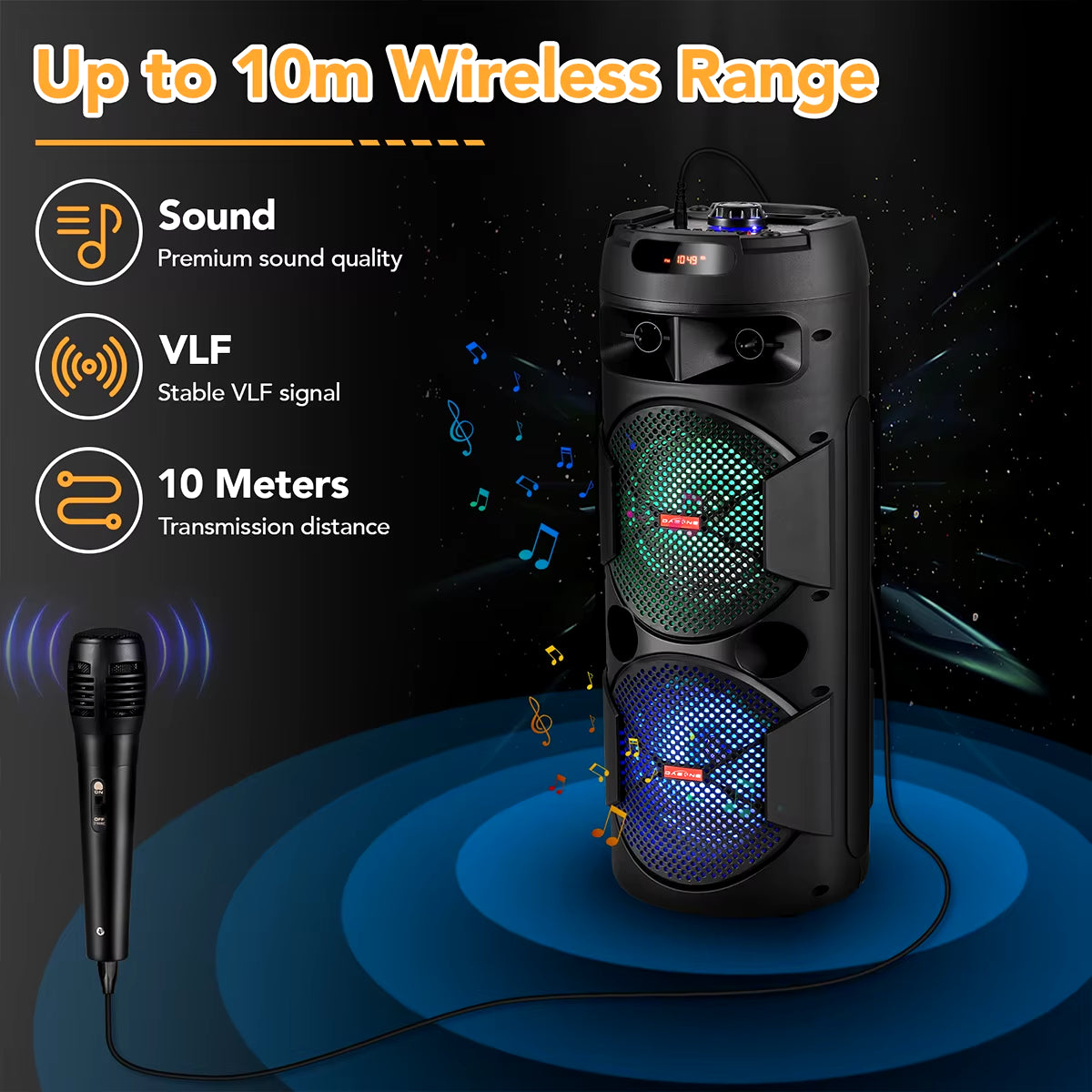 4000W LED Party Party Speaker 6.5 Inch Subwoofer Outdoor Portable FM Bluetooth Speakers with Wired Microphone Column Bass Sound