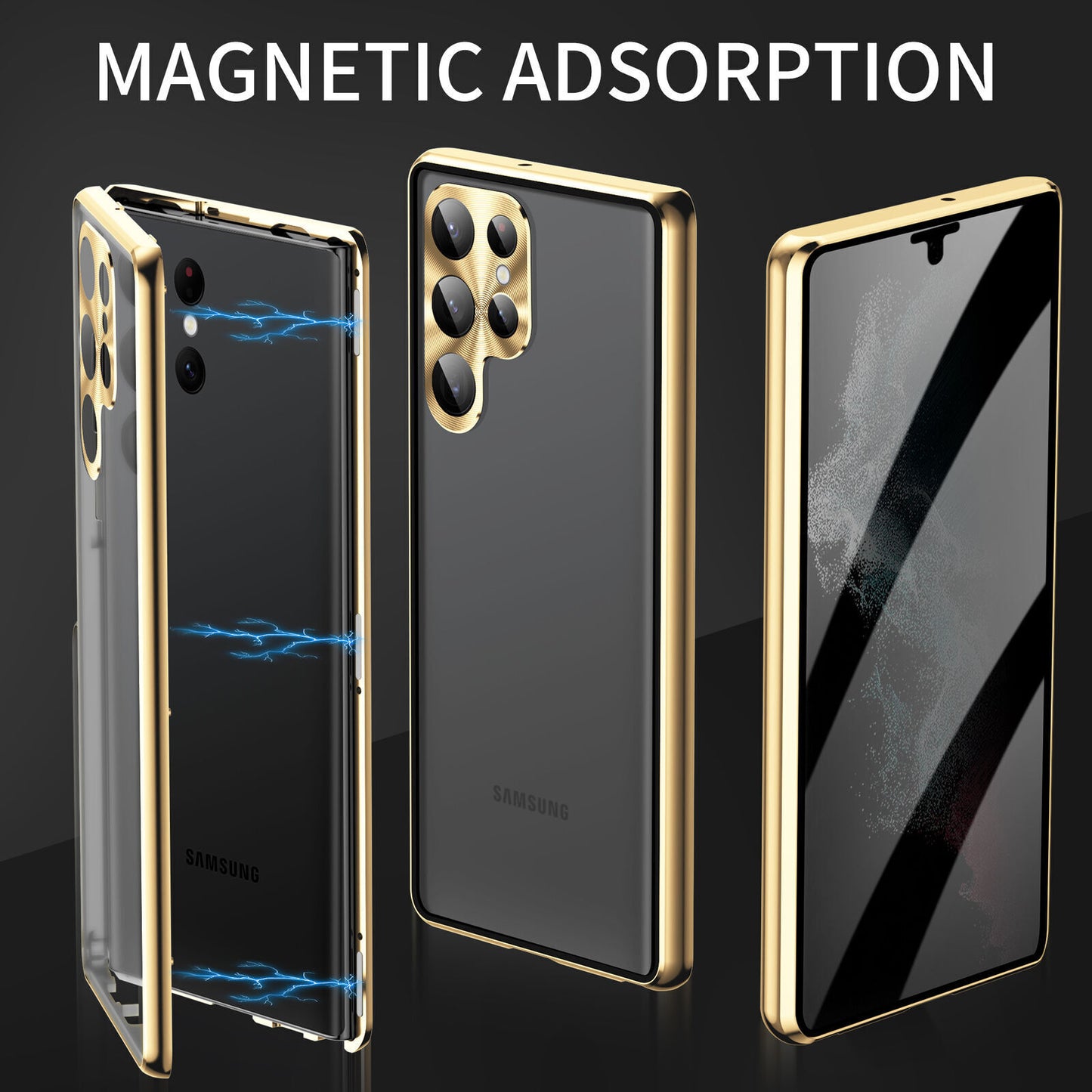 Samsung Galaxy S23 Ultra S22 plus S24 360° Anti-Spy Magnetic Glass Case Cover