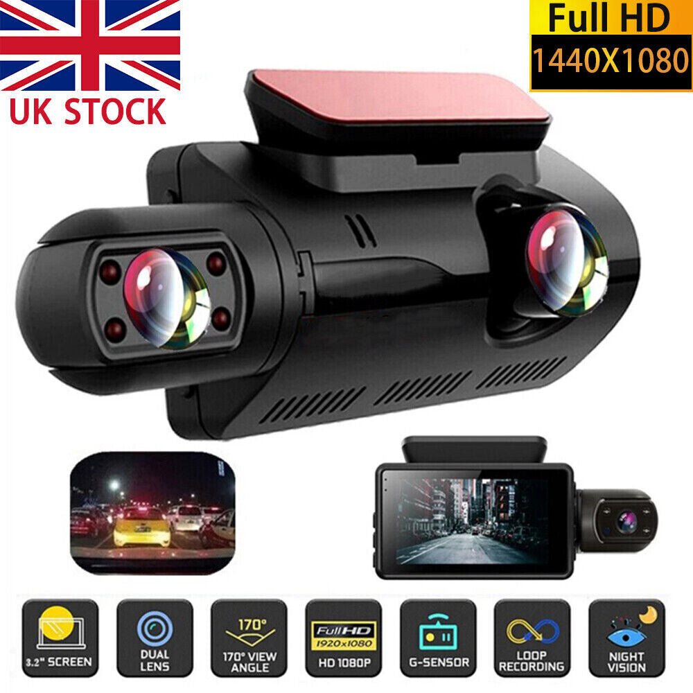 1080P Dual Lens Car Dash Cam Recorder G Sensor DVR Front and Rear Camera Video